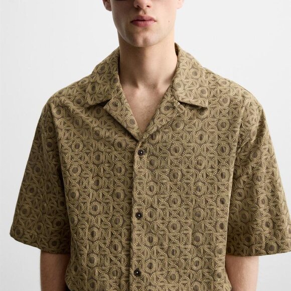 ZARA MEN'S EMBROIDERED JACQUARD SHIRT - LARGE - NWT - Picture 4 of 4